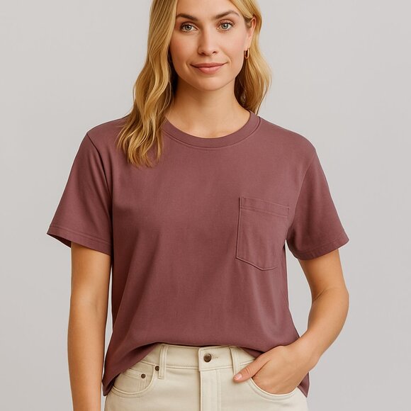 American Eagle Soft & Sexy Boxy Pocket Tee Mauve - Small - Picture 1 of 9